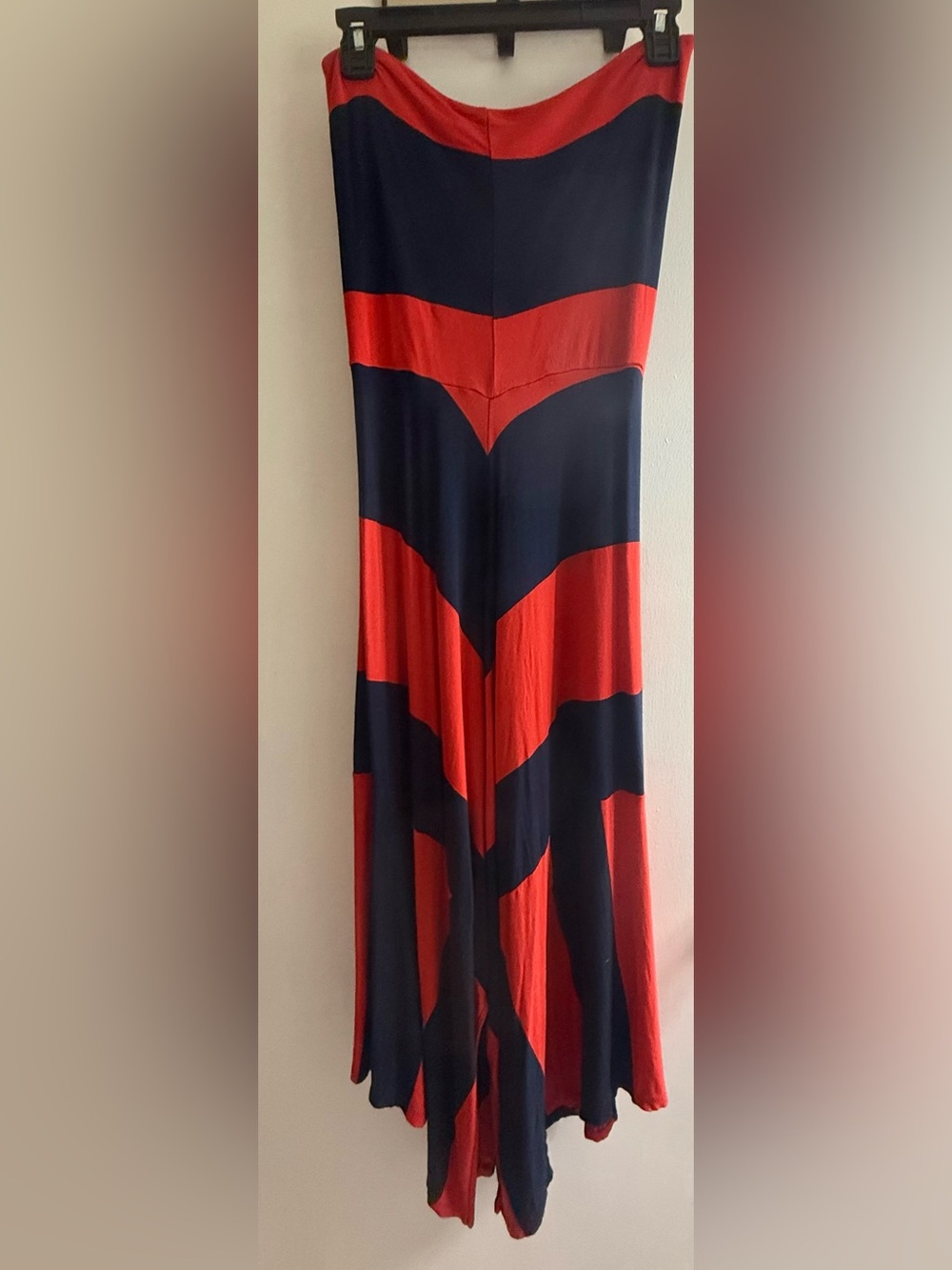 GAP Red and Navy Chevron Strapless Maxi Dress